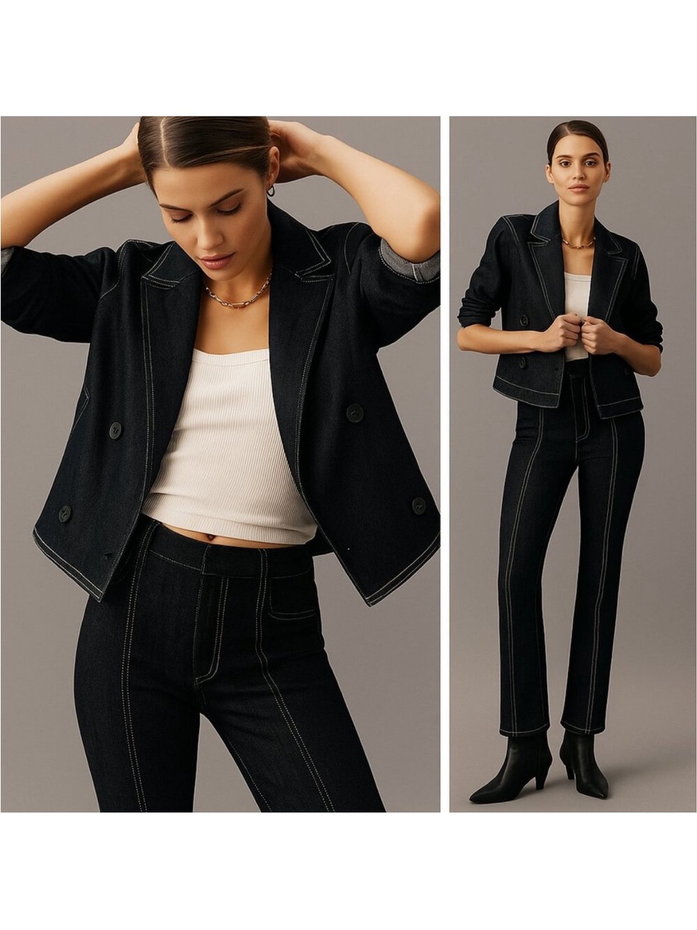 Anthropologie Maeve Boxy Rinsed Denim Blazer